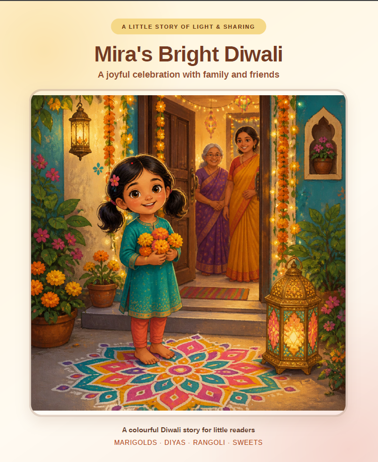 Mira's Bright Diwali_A Little Story of Light & Sharing_Colourful_Book